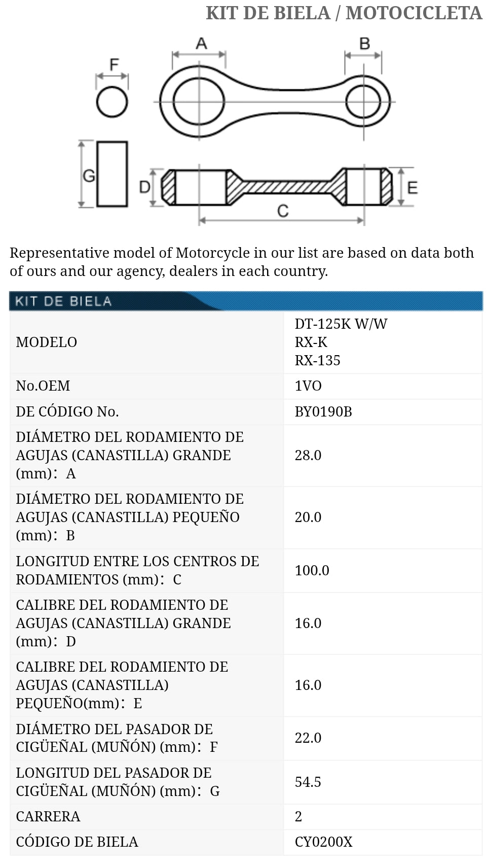 BIELA KIT YAMAHA DT125K RX125 TKRJ JAPON