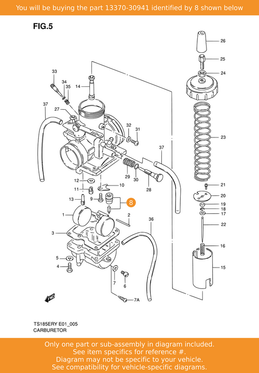 AGUJA Y BASE CARBURADOR SUZUKI TS185 MARCA KEYSTER JAPONES REFERENCIA 13370-30941