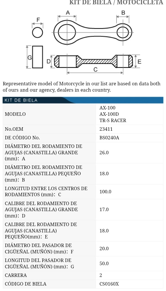 BIELA KIT SUZUKI AX100 TKRJ JAPON
